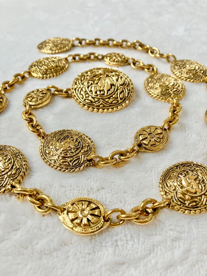 レア CHANELシャネル ビンテージゴールドチェーンベルト 乗馬 アンティーク