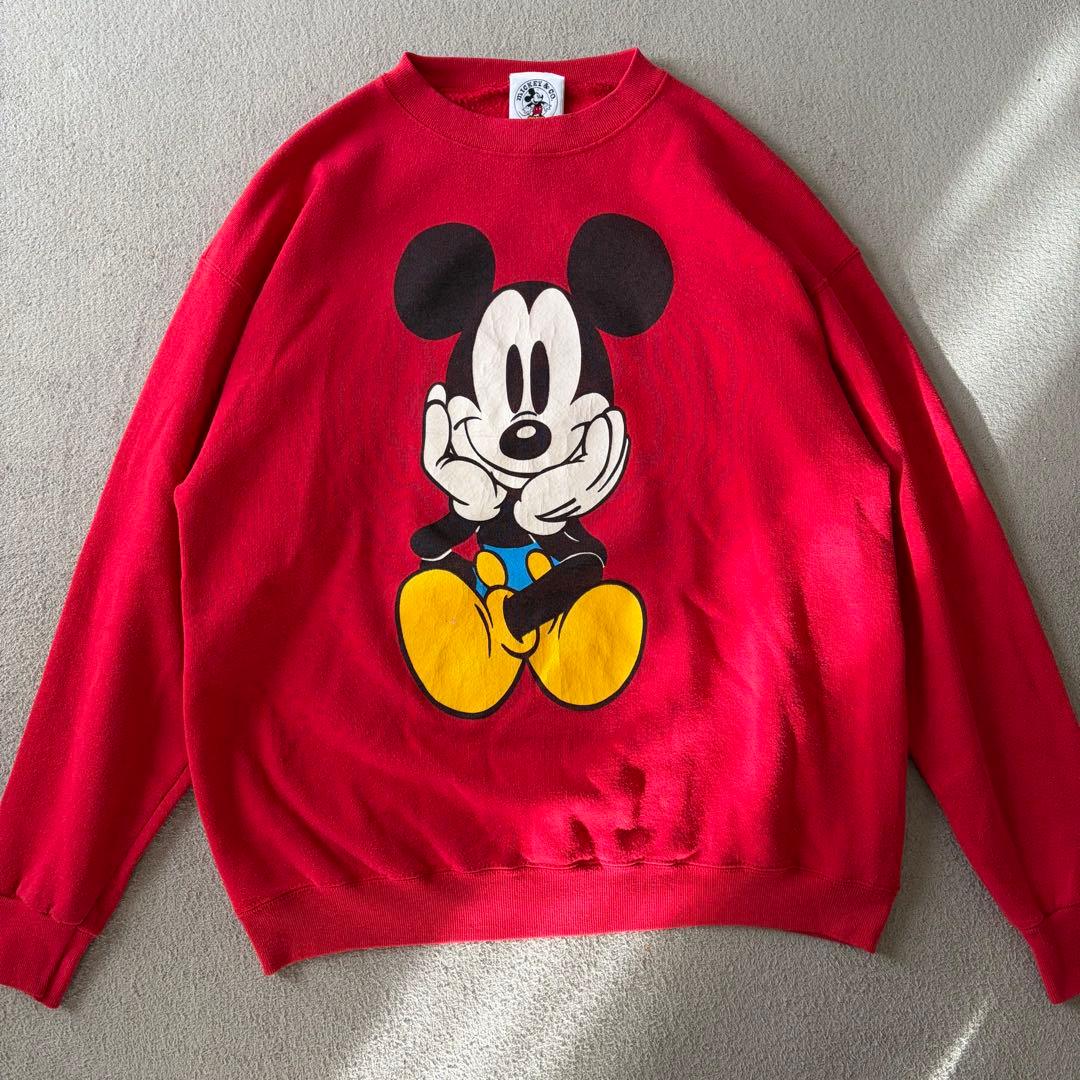 古着 90年代 ミッキーマウス おすわり　キャラクタースウェットトレーナー