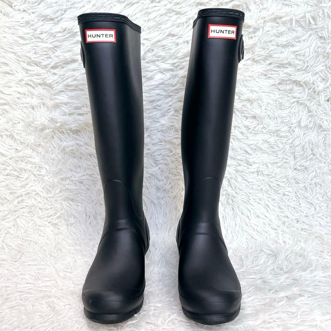 極美品✨HUNTER レインブーツ 黒 ロング ラバー レディース UK6