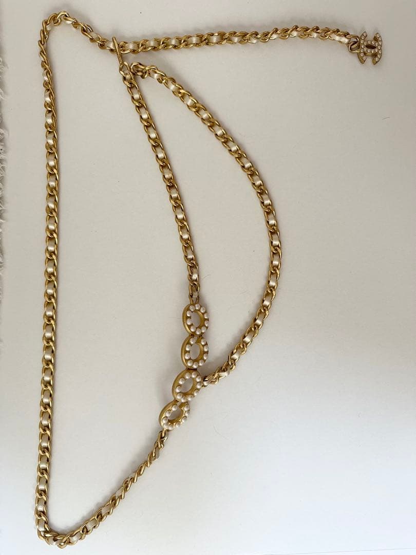 CHANELゴールドチェーン パール装飾 ベルト