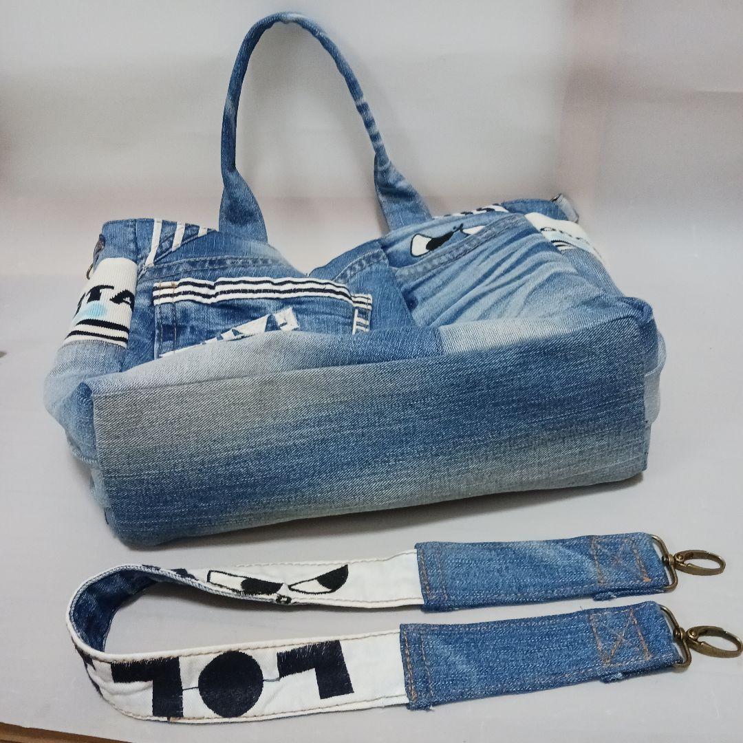 ミント　リメイクデニムバッグ①トートバッグ②ボディバッグ