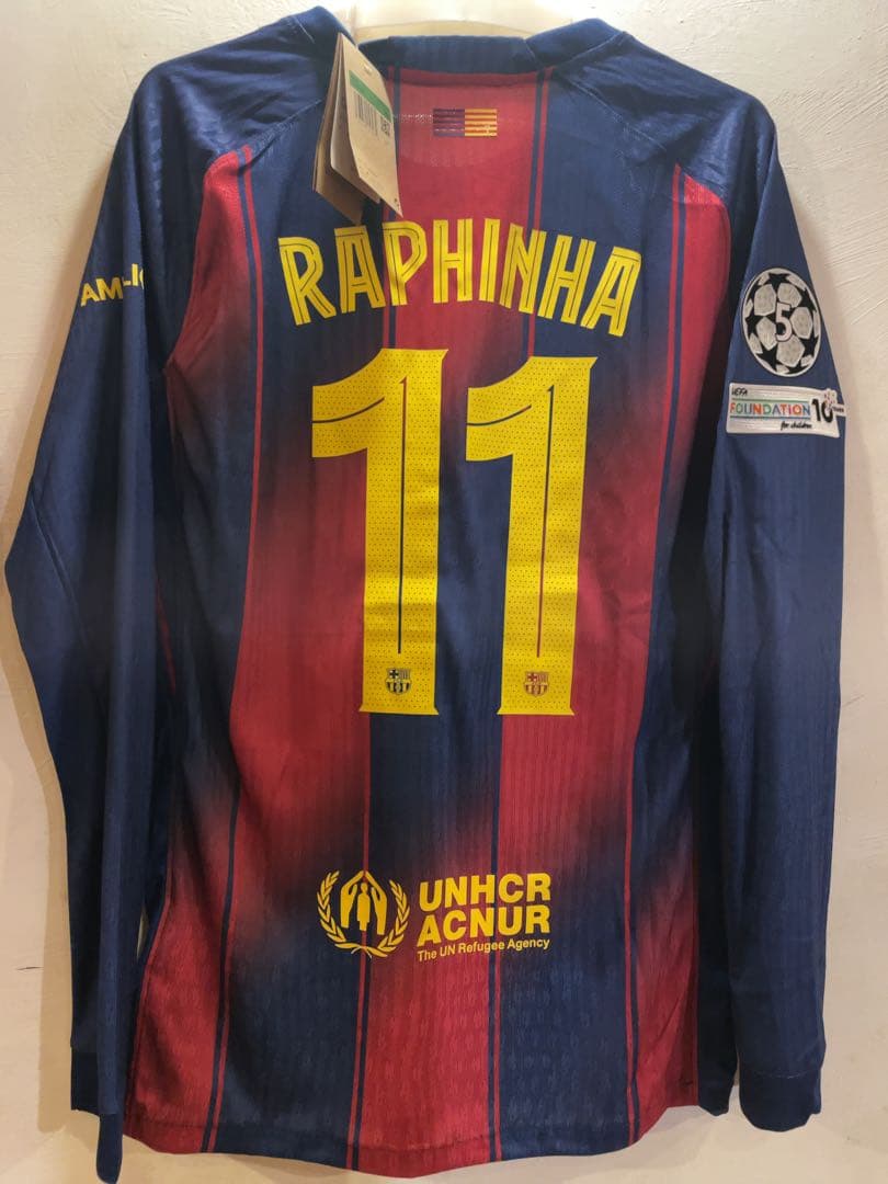 新品タグ付き　ラフィーニャ　バルセロナ　ユニフォーム　長袖