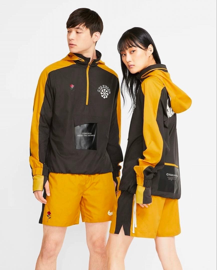 GYAKUSOUセットアップM Nike ランニング 黒/イエロー