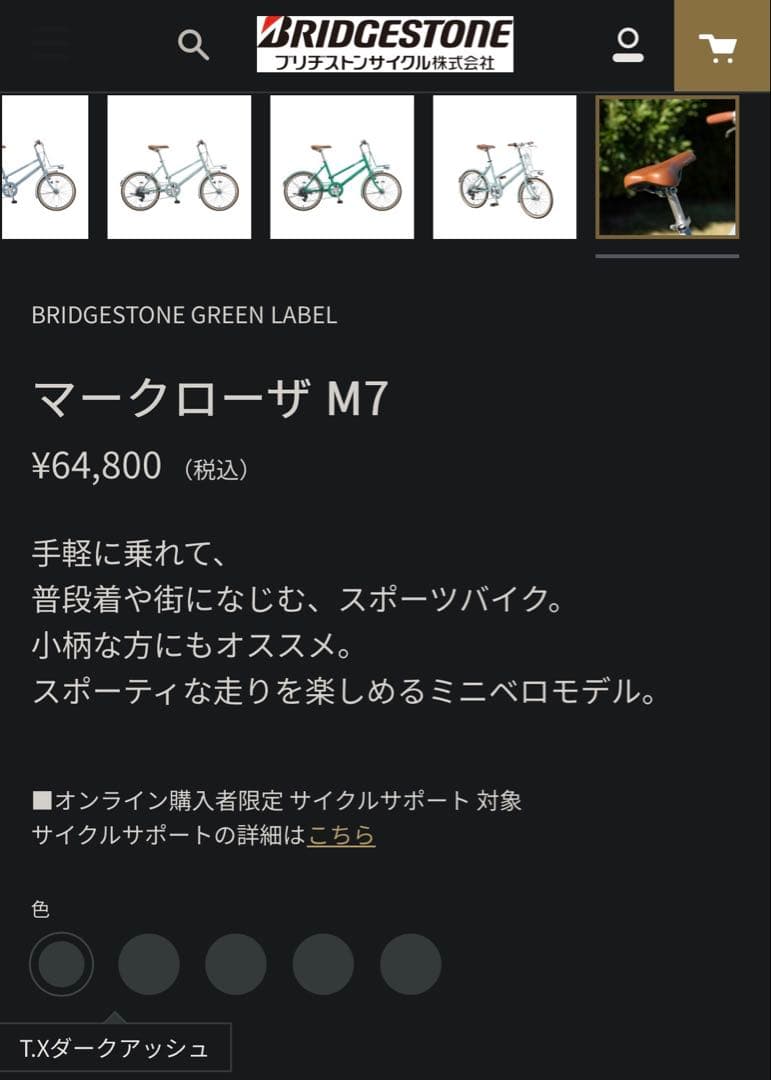 自転車本体 BRIDGESTONE GREEN REVEL MarkRosa M7