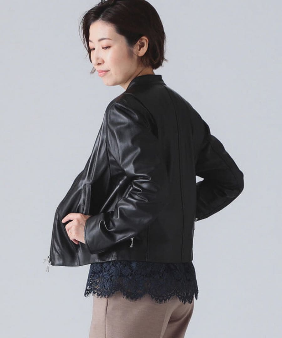 EMMETI FAI ナッパ シングル ライダースブルゾン 38 レディース