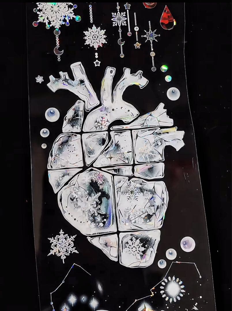 【9457】海外　マステ　3/5/巻　貝殻光マスキングテープ　心臓　装飾系