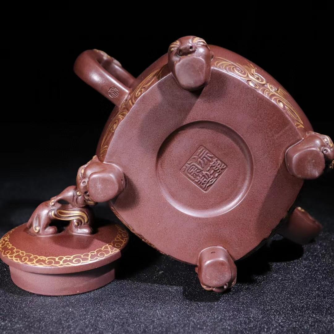 中国古美術・全身正気紫砂壺・底款徐漢棠紋・宜興原鉱・紫泥急須・茶壺・茶道具・置物