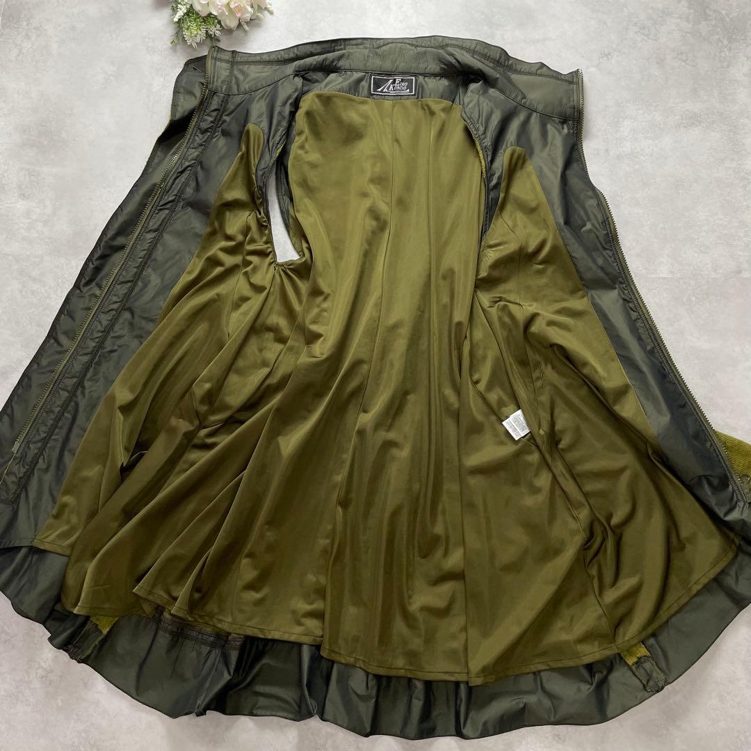 お洒落✨エイココンドウ ロングワンピース ロングジレ グリーン ニット 異素材