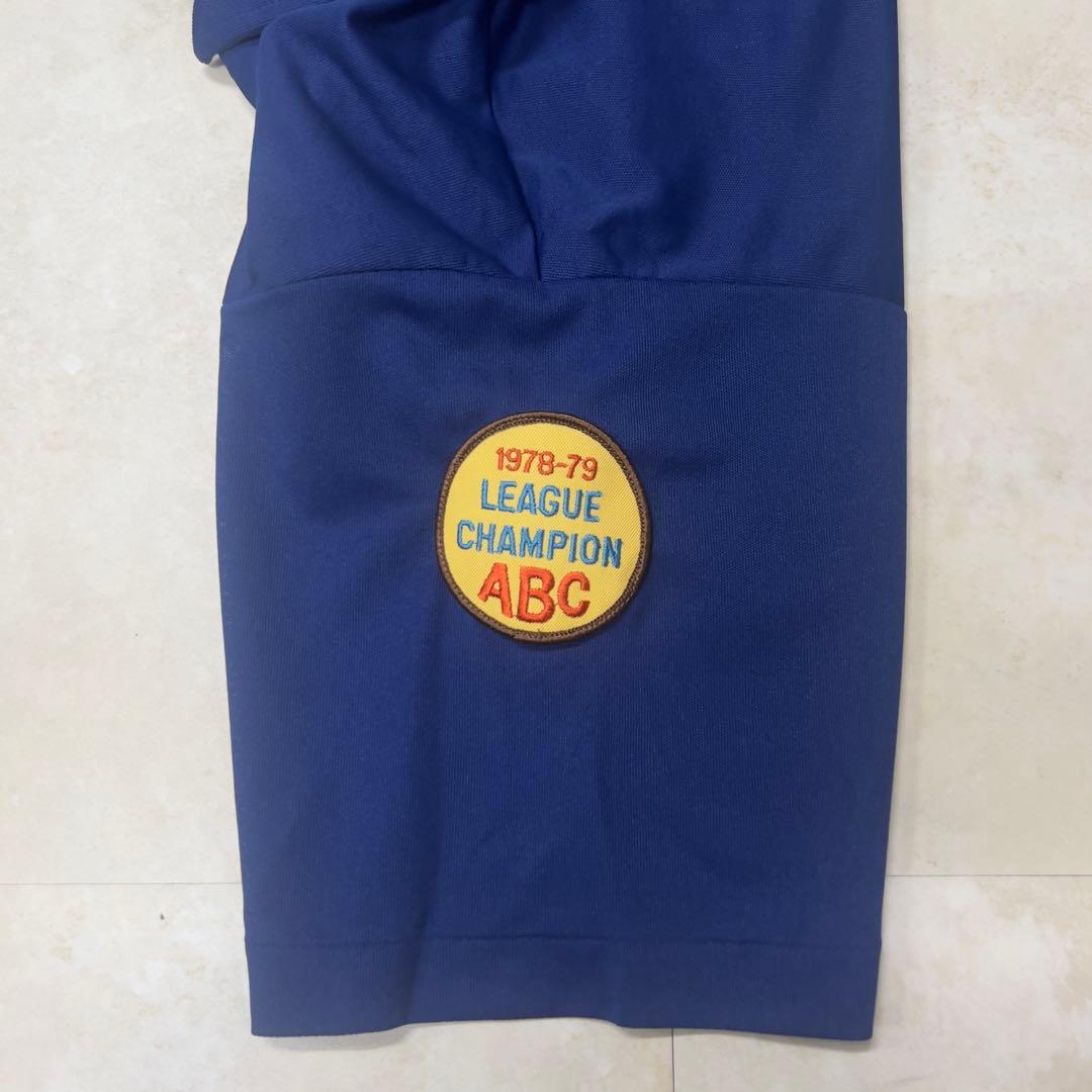 70s ボーリングシャツ USA製 青 チェーンステッチ XL開襟シャツ