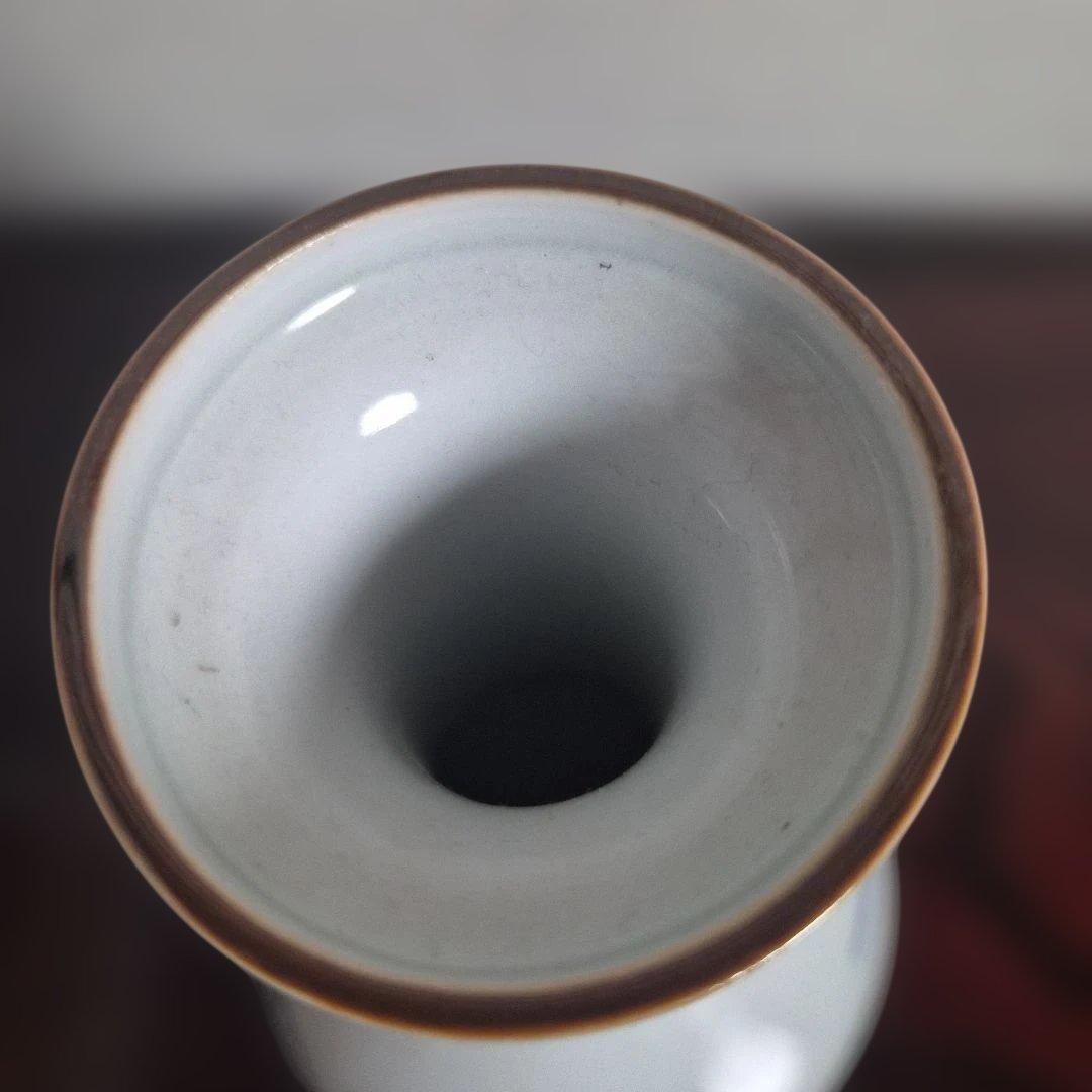 【十四代辻常陸】宮内庁御用達窯　染付三鷺文　花瓶　未使用