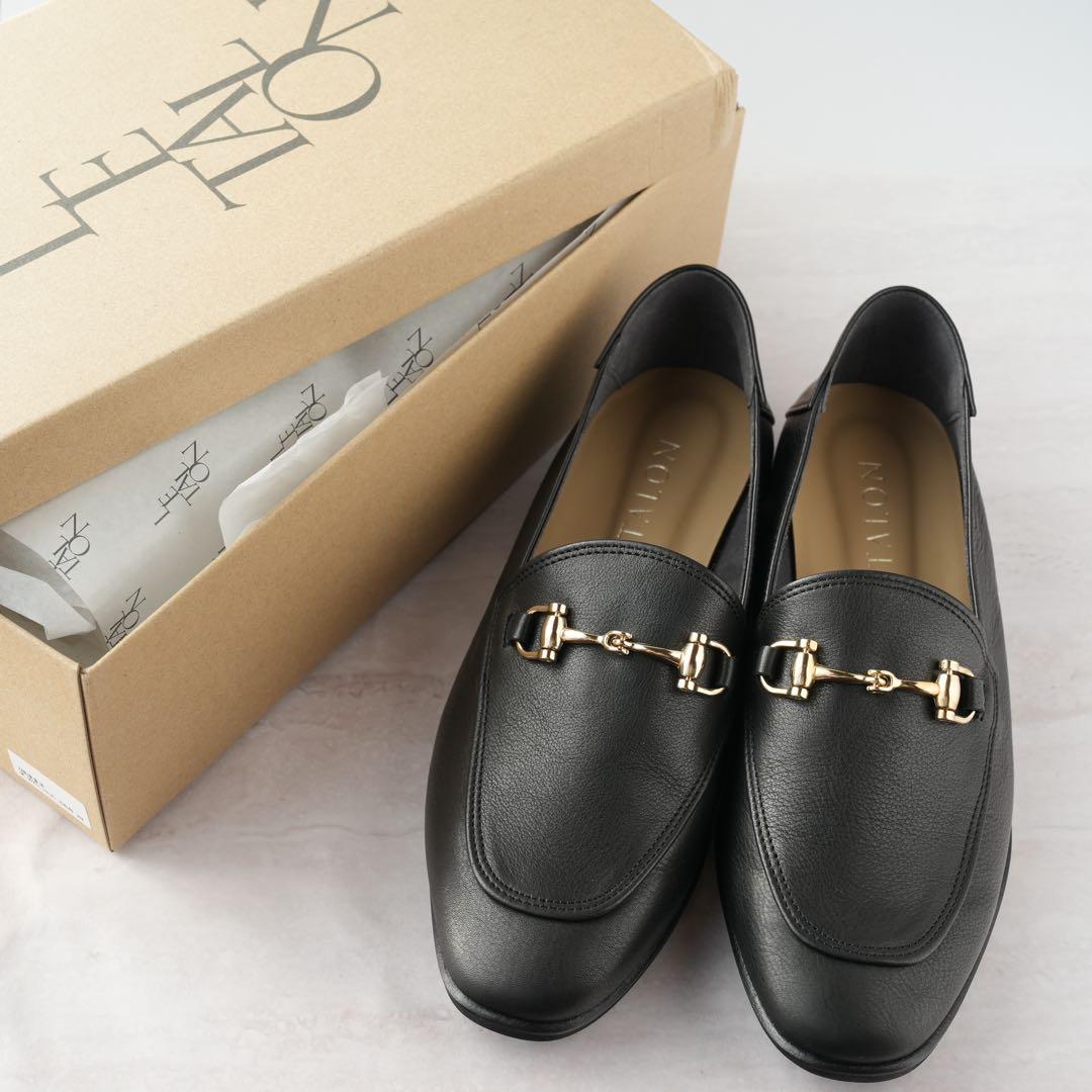 ルタロン ローファー 黒 ブラック レザービットバブーシュ 23.5