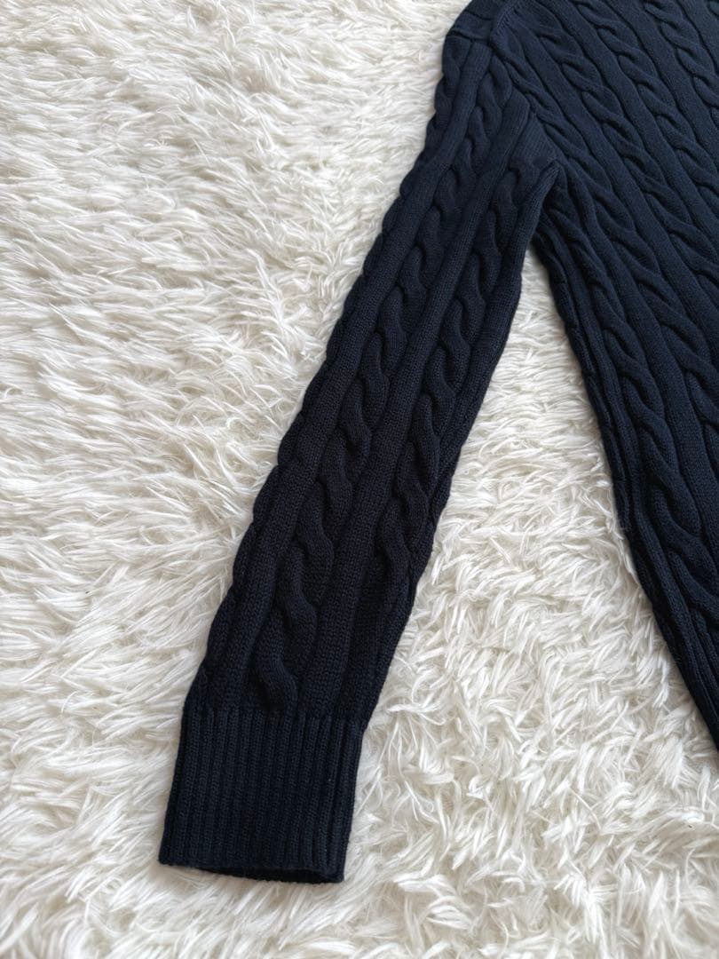 現行 ポロラルフローレン ケーブルニット メンズS ユニセックス 濃紺 ネイビー