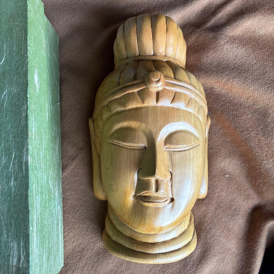 新品未使用 木製 観音菩薩 デザインオブジェ 約30cm