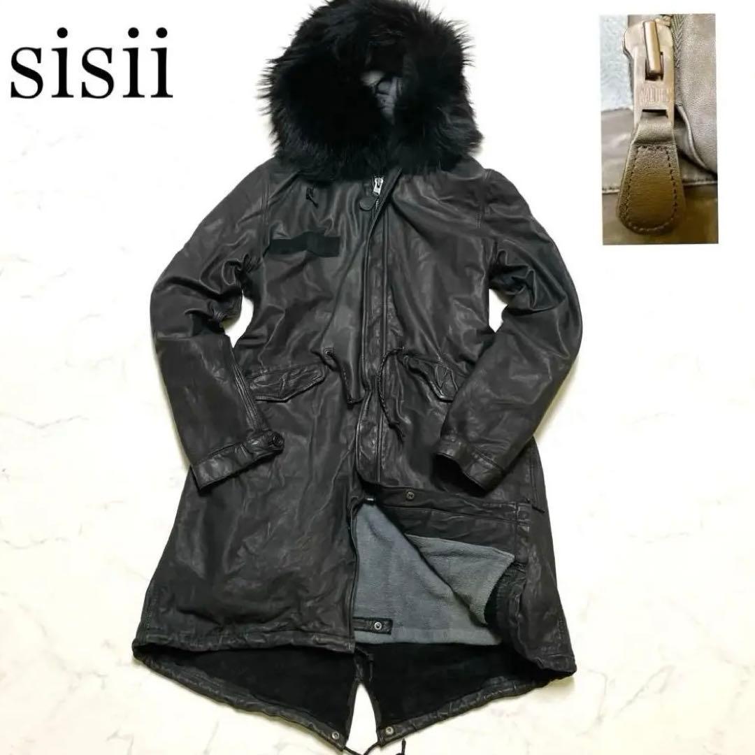 シシ レザーモッズコート 洗えるレザー SAGAFUR フード フィッシュテール