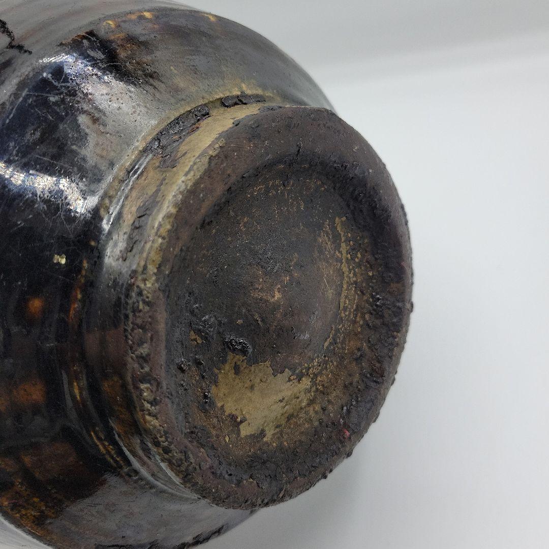 貴重　古美術 朝鮮古陶磁器 李朝 飴釉 面取 壷 時代物