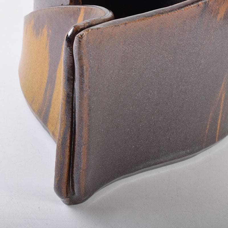 瀬戸焼　今野登志夫作　古瀬戸花器　共箱　V　7170C