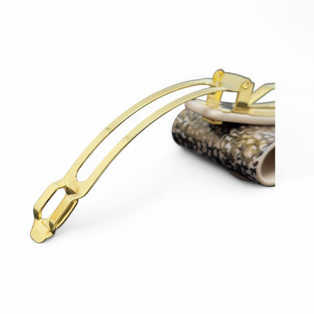 【極美品】ALEXANDRE DE PARIS バレッタ リボン ゴールド ラメ