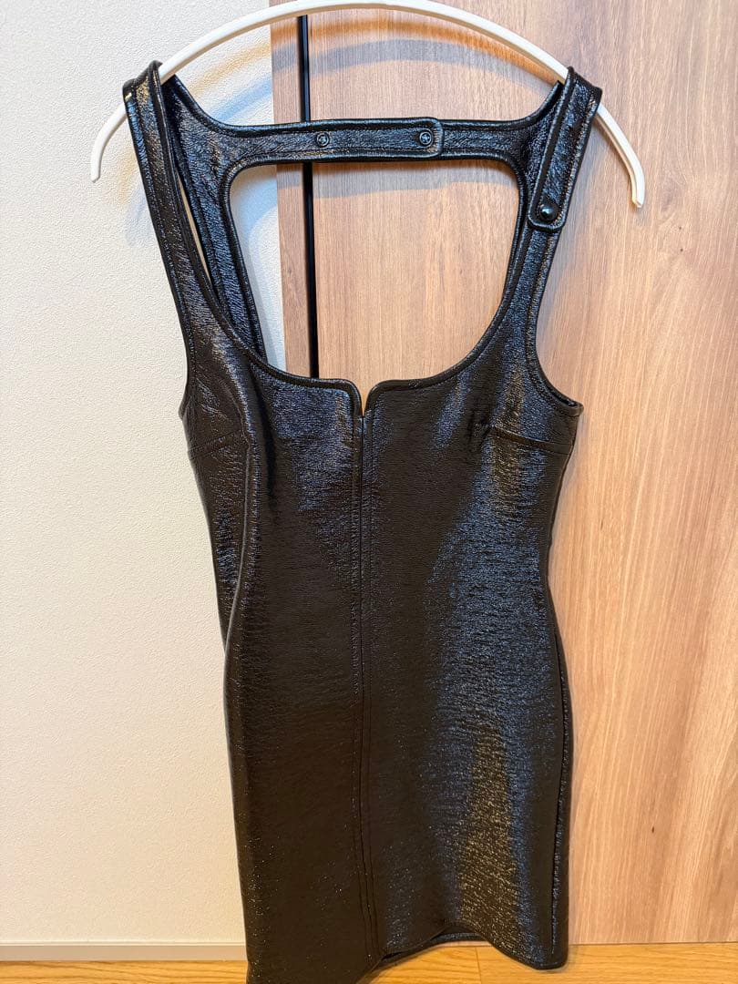courrèges ブラックノースリーブミニワンピース