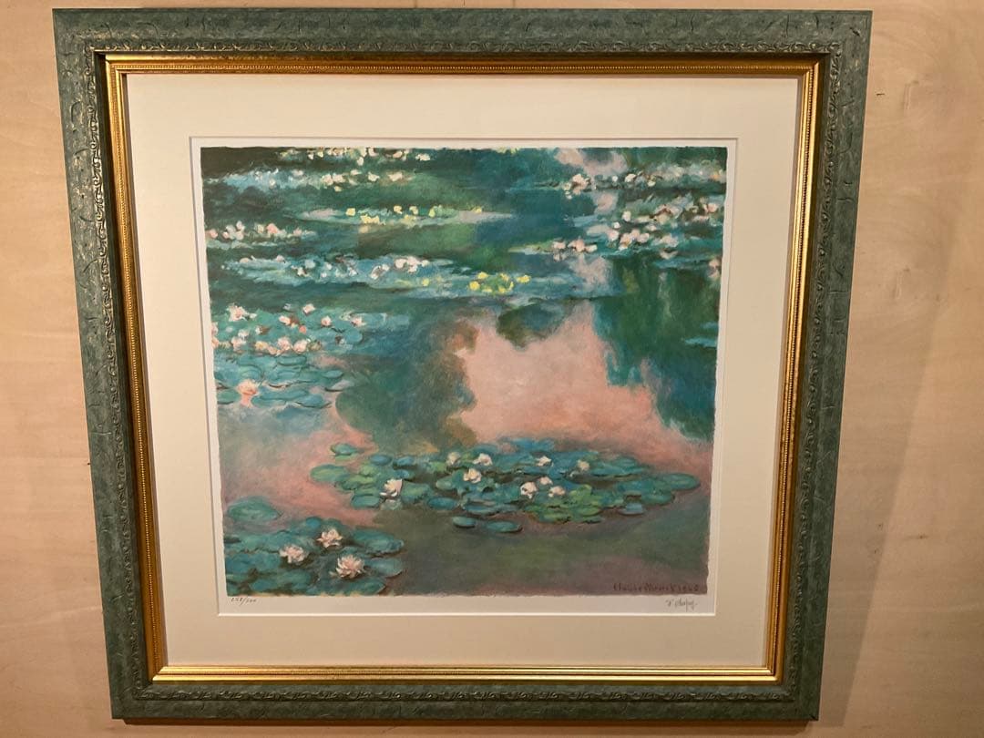 クロード・モネ　「睡蓮」　リトグラフ　刷り師サイン・エンボス印・エディション有り