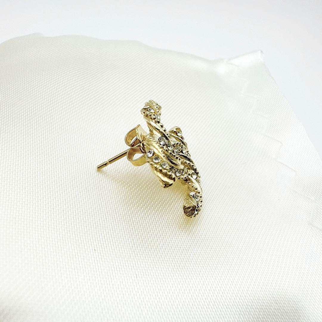 2928-1 美品✨CHANEL ピアス 片耳　ココマーク　ラインストーン