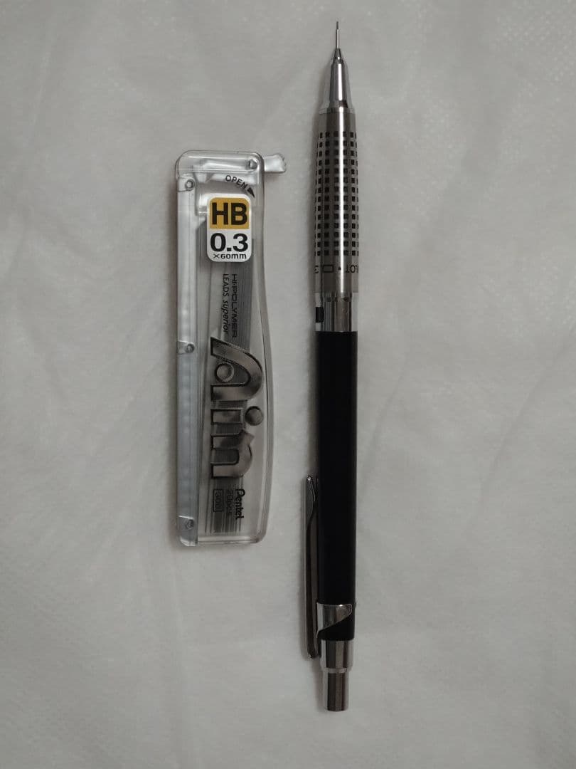 中古美品0.3pilotパイロットシャープペンブラック金属竿箱芯セット　送料無料