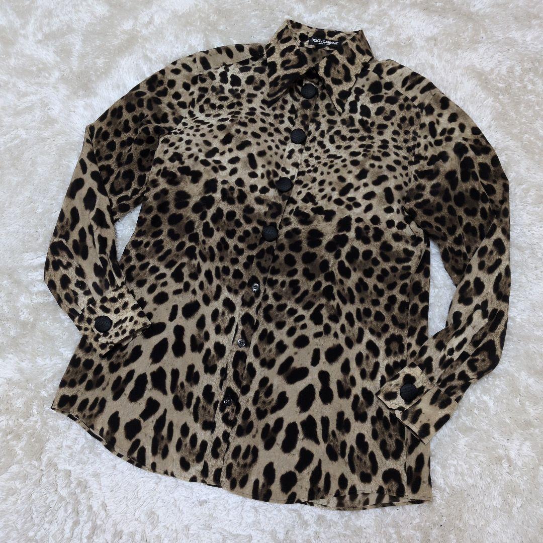 【極美品】DOLCE&GABBANA シルク100％ レオパード ヒョウ柄シャツ