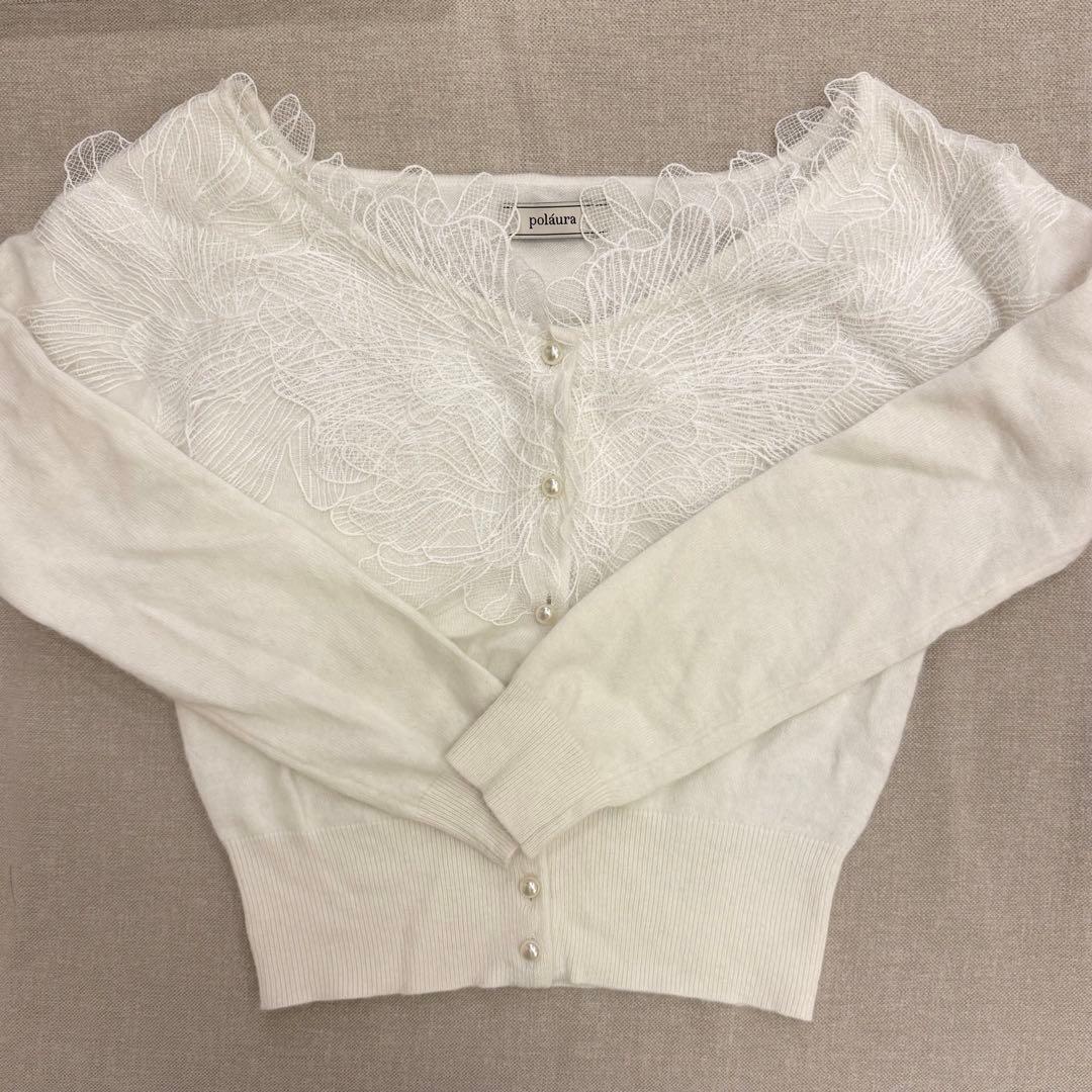 【即日発送】polaura ポローラ レースフリルカーディガン