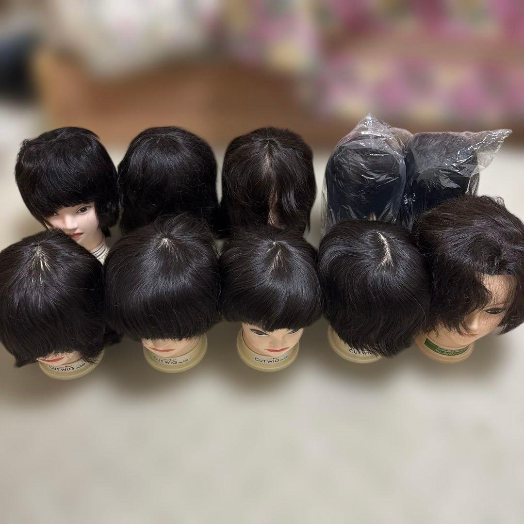 カットウィッグ　カット済み含む　10個セット　美容師国家試験　練習用　マネキン