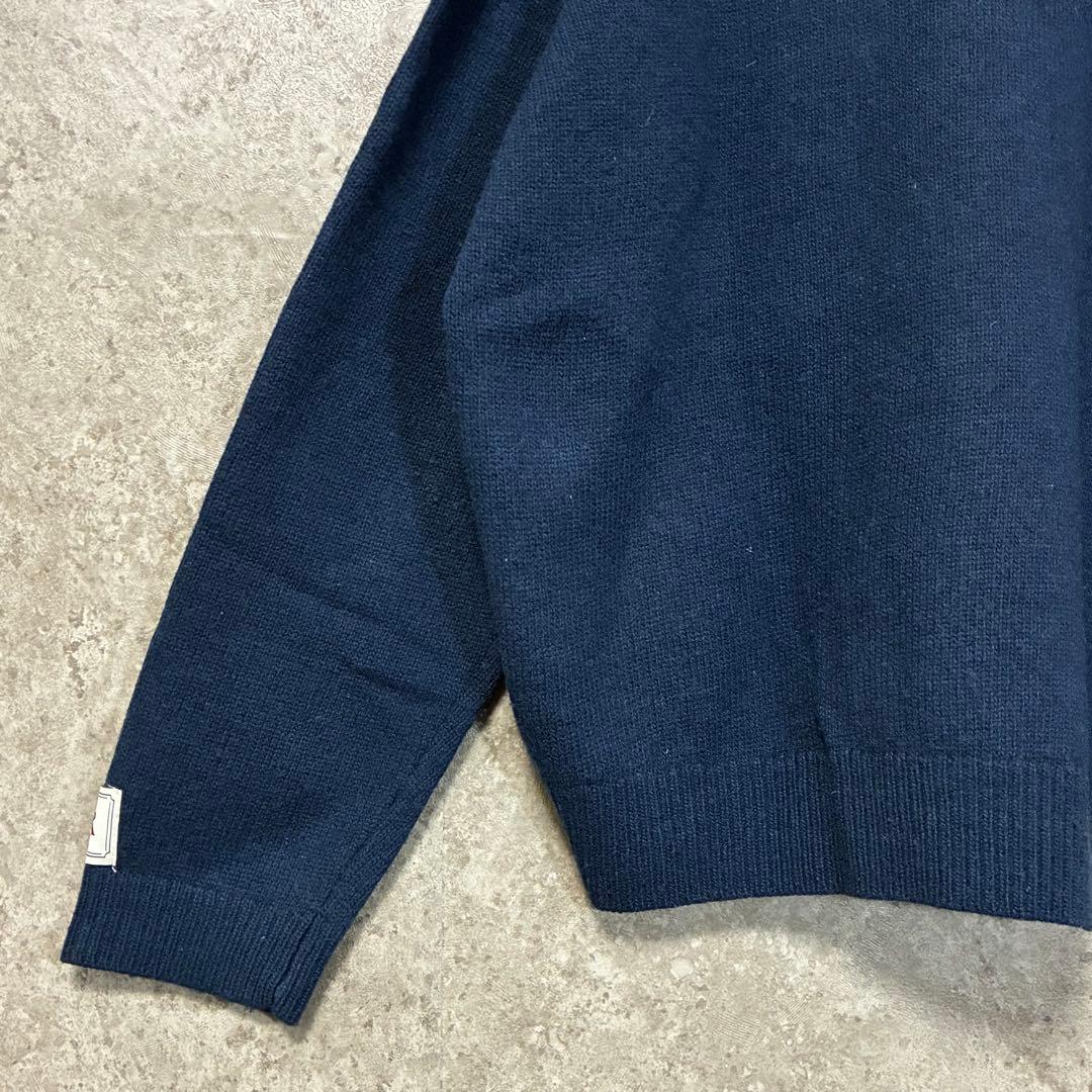 SATUR セター アシンメトリーニット セーター 刺繍ワンポイント ネイビー