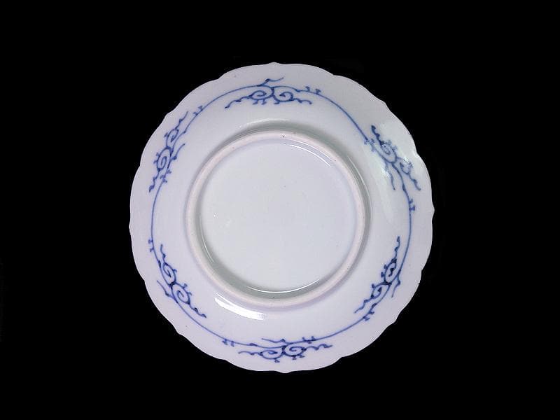 古伊万里　染付　朝顔にバッタの図　豆皿　手塩皿　D815AS-CQf