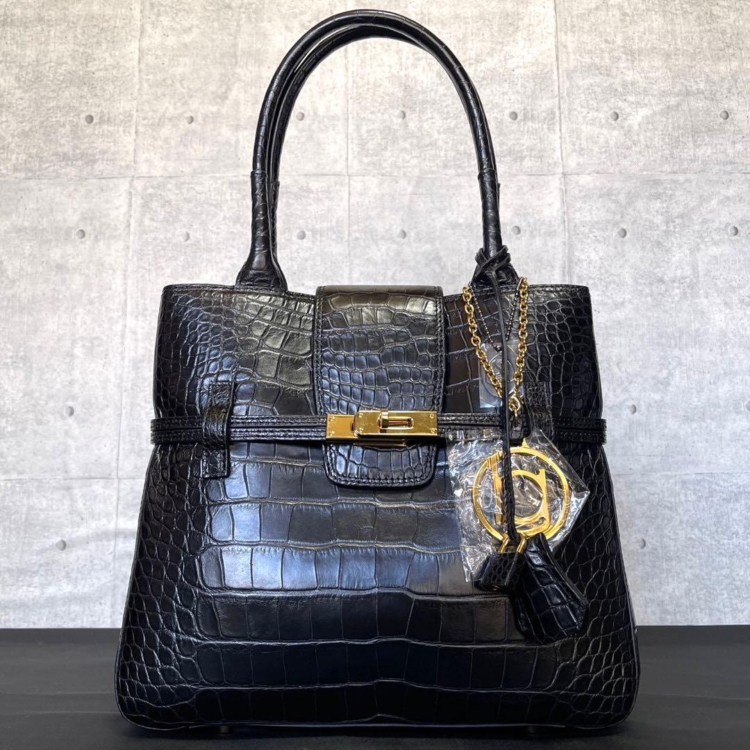 専用品BEAUGRAND クロコダイル JRA認定 ブラック トートバッグ