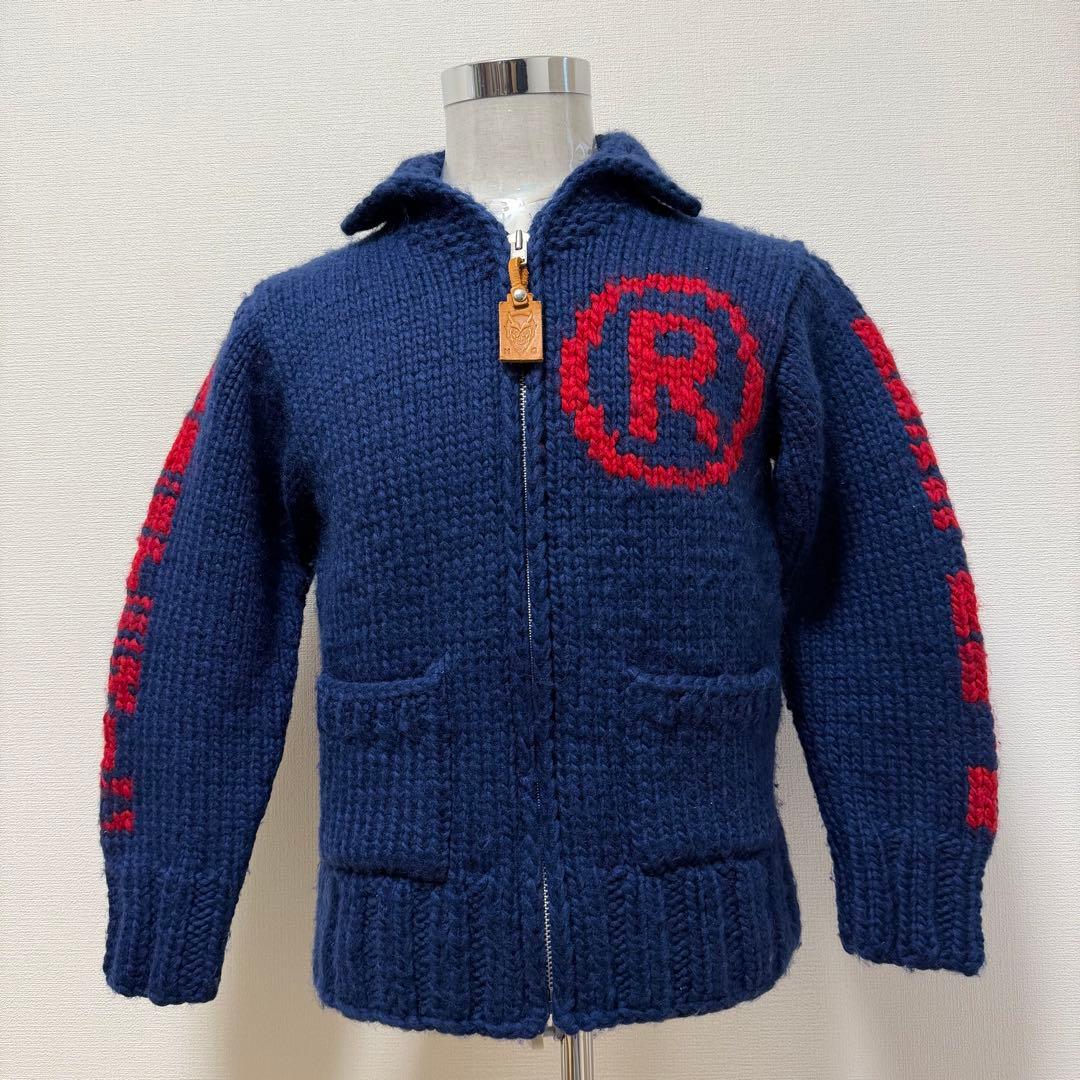 ヒステリックグラマー　カウチンニット　ニットジャケット　ブルー　ジップアップ
