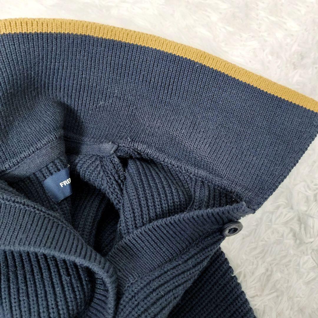 フレッドペリー レイビームス 別注 ネイビー チップドカラーカーディガン