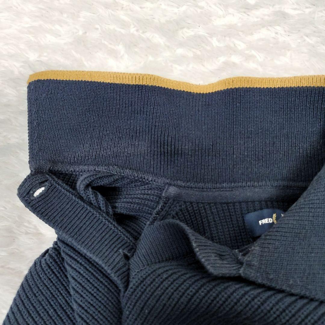 フレッドペリー レイビームス 別注 ネイビー チップドカラーカーディガン