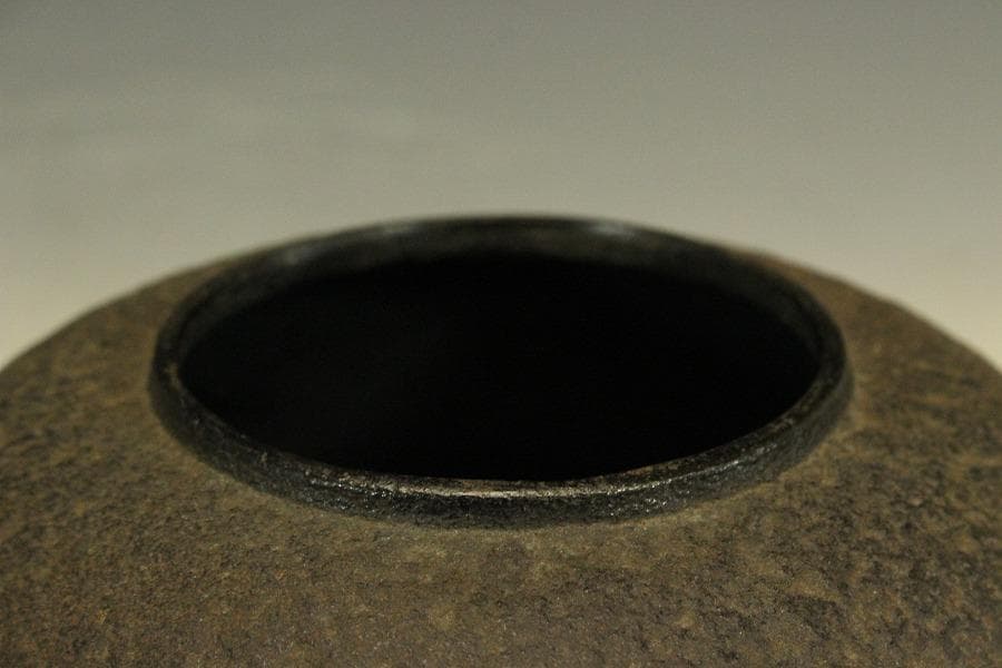 茶道具 鬼面風炉釜 平丸釜 環付 706