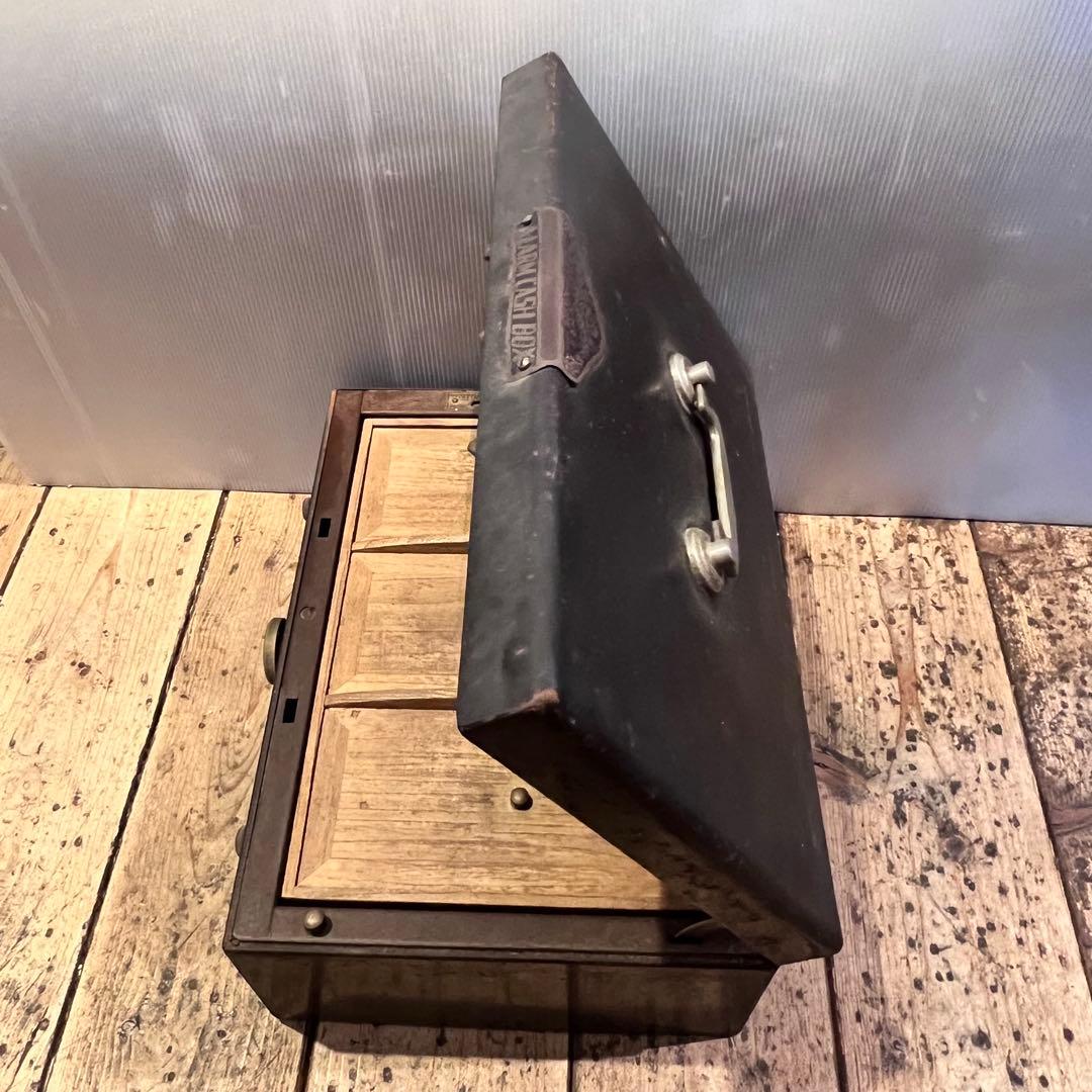 手提げ金庫 スチールキャッシュボックス レトロ ヴィンテージ アンティーク 昭和