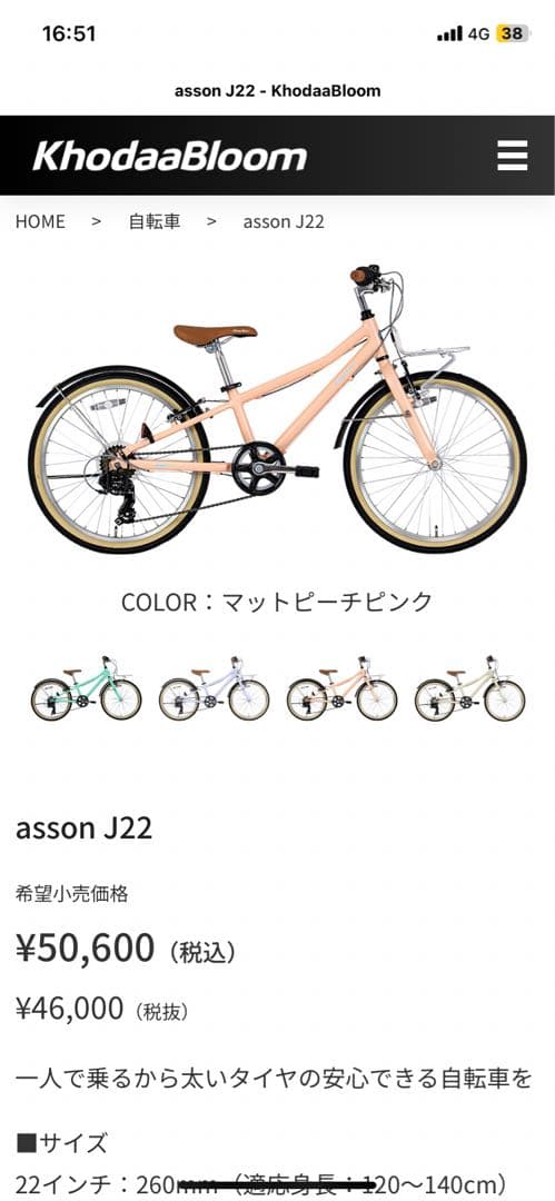 引き取り限定！子供用自転車 Khodaa Bloom 22インチ