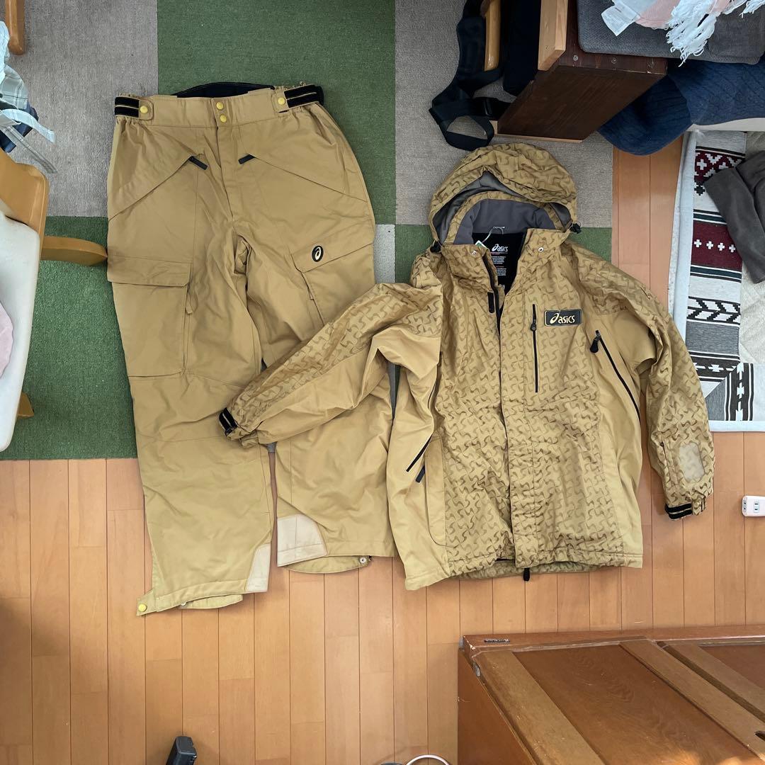 防水素材 ベージュ スキーウェア Lサイズ