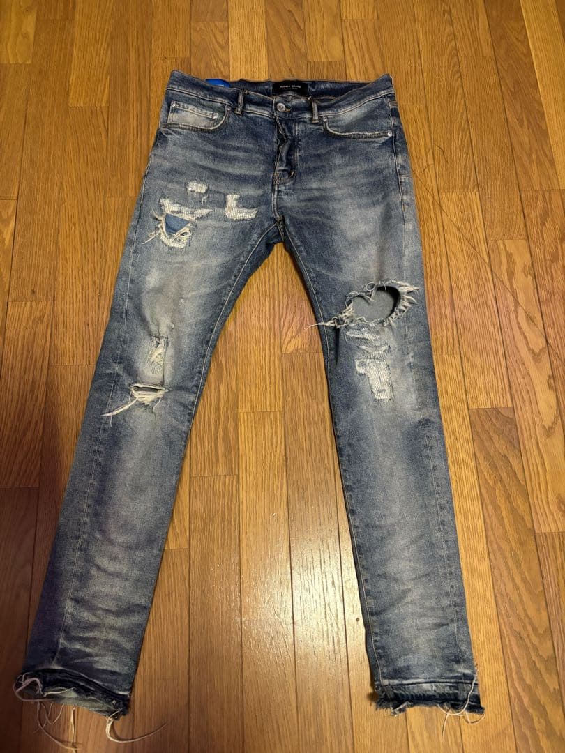 PURPLE ダメージデニムパンツ 33インチ値下げ可能