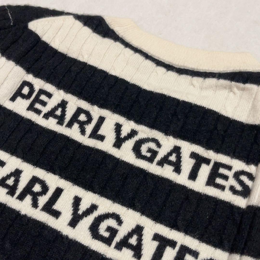 パーリーゲイツ　近年　カシミヤ　蓄熱裏地　防風　スニード　ニット　ボーダー　ロゴ
