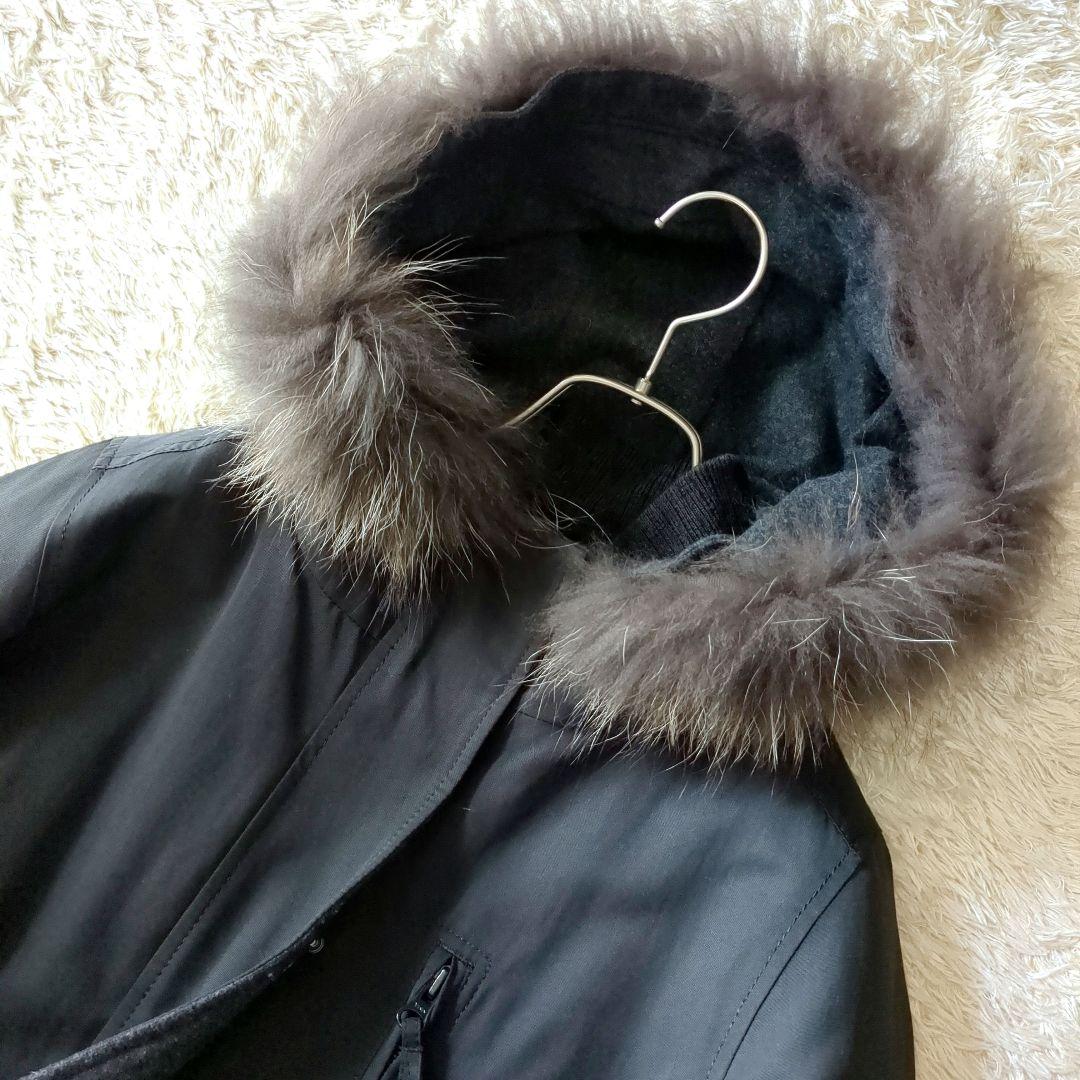 美品♥希少【23区】4way ダウンライナー モッズコート ファーフード 黒40