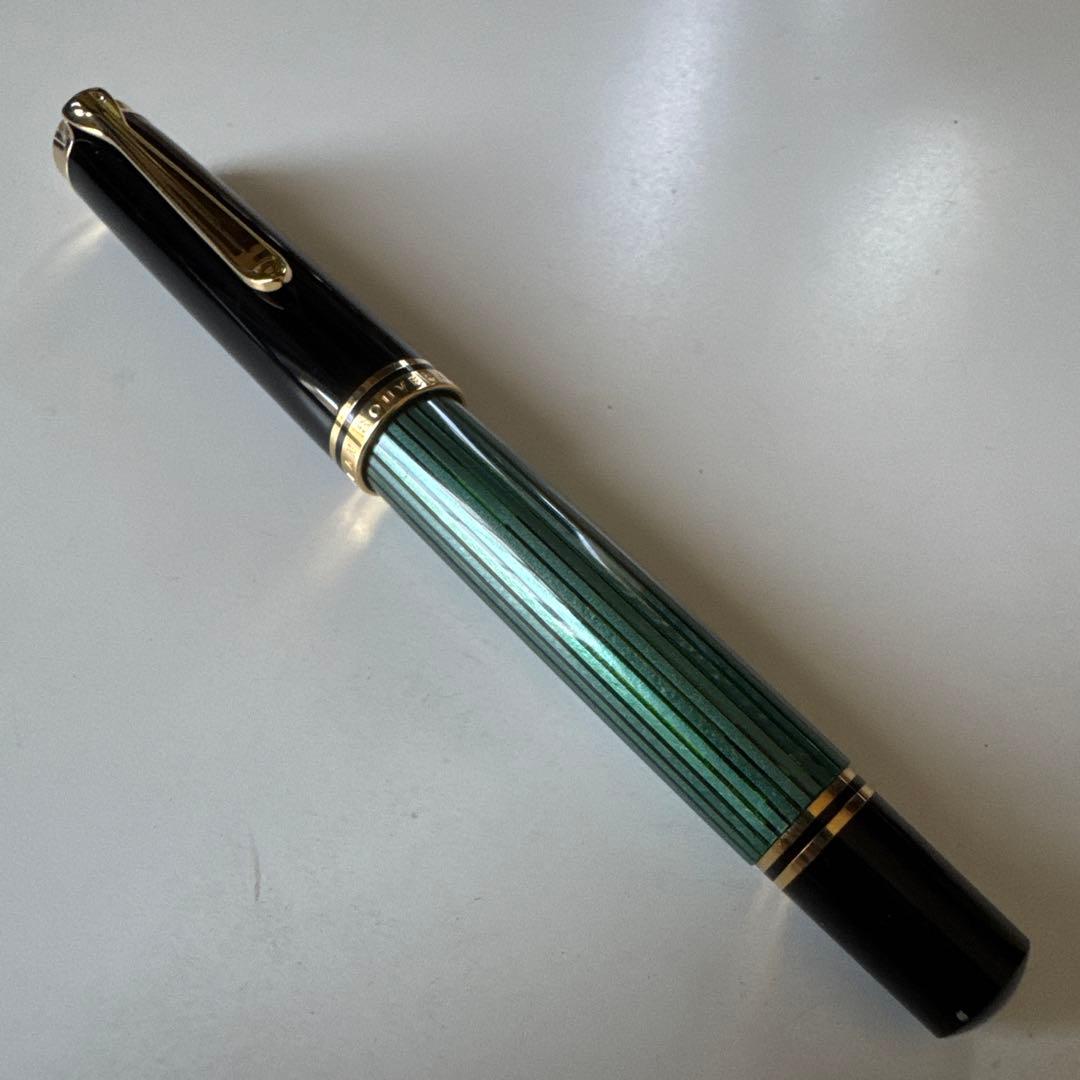 ペリカン 万年筆スーベレーン M800 グリーンストライプ緑縞 Fニブ 細字