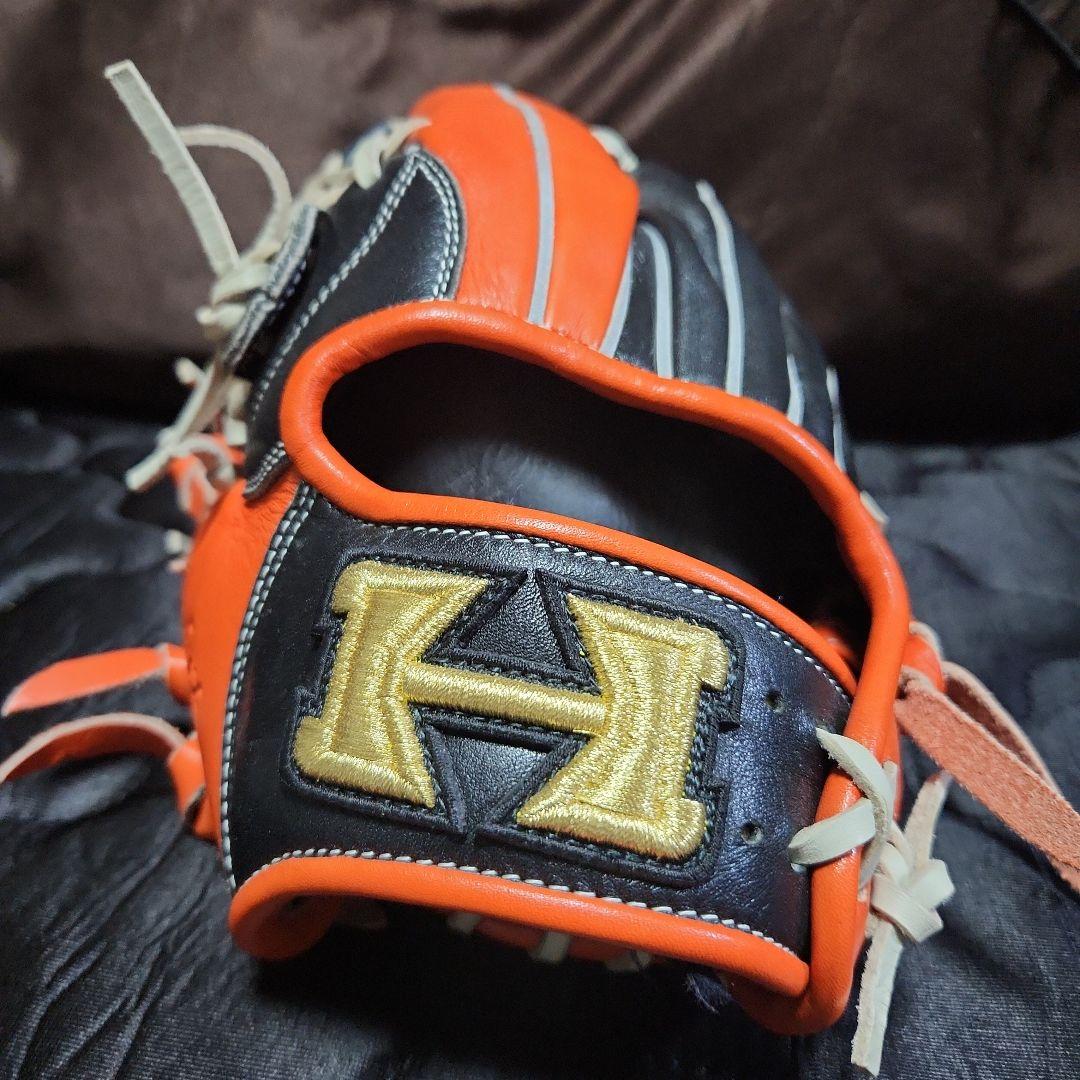 ハイゴールド軟式グローブ オレンジ/黒