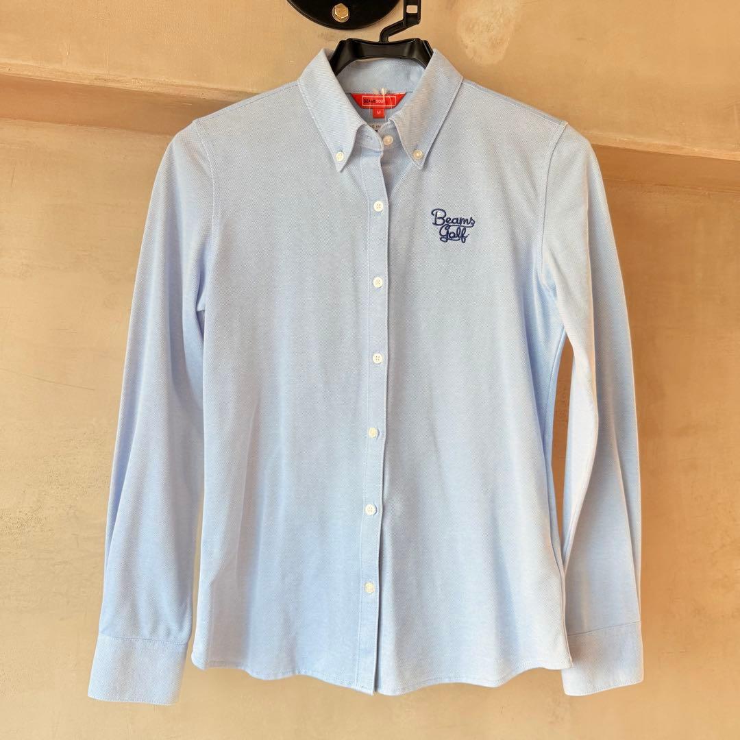 【新品未使用】BEAMS GOLF レディース ボタンダウンシャツ 長袖 SAX