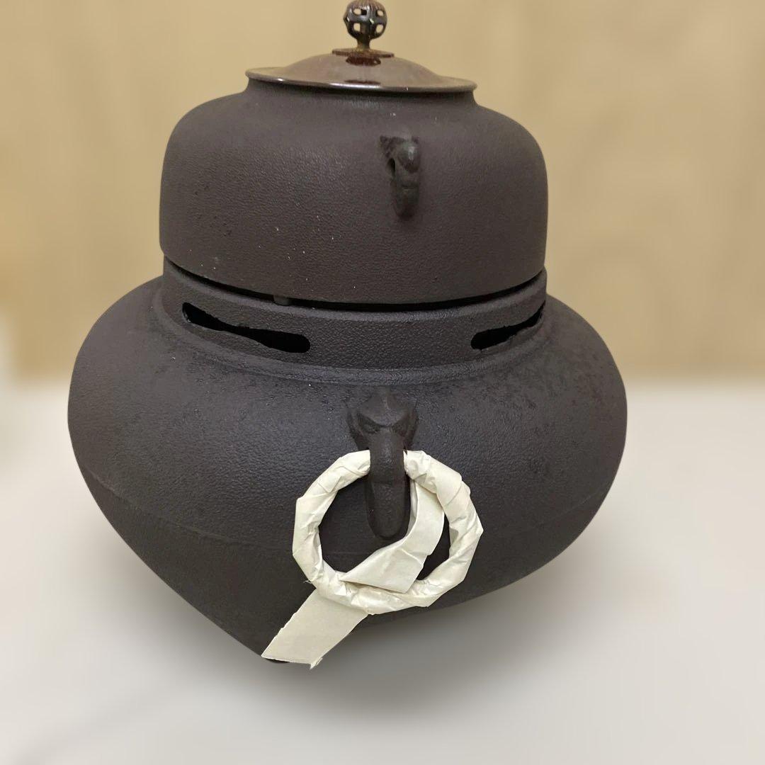 値下げ　美品　鬼面風炉　釜付　鉄風炉　練習用