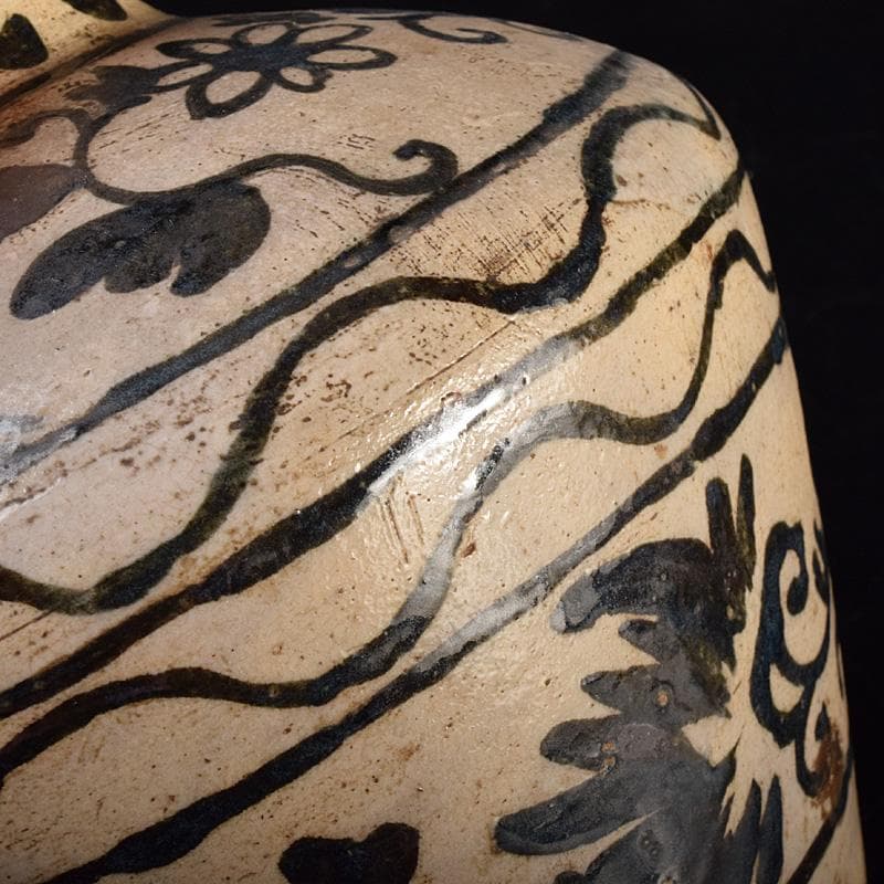 中国　磁州窯　鉄絵　花文壺　花瓶　C　6922