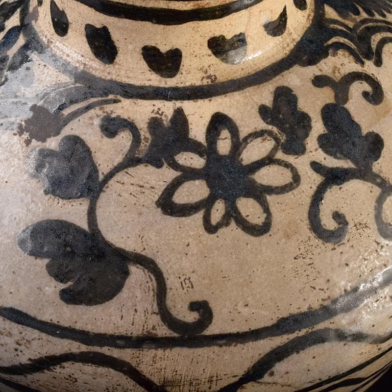 中国　磁州窯　鉄絵　花文壺　花瓶　C　6922