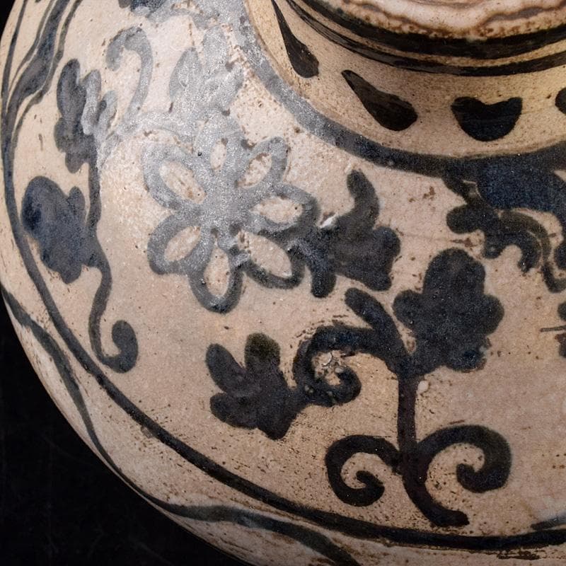 中国　磁州窯　鉄絵　花文壺　花瓶　C　6922