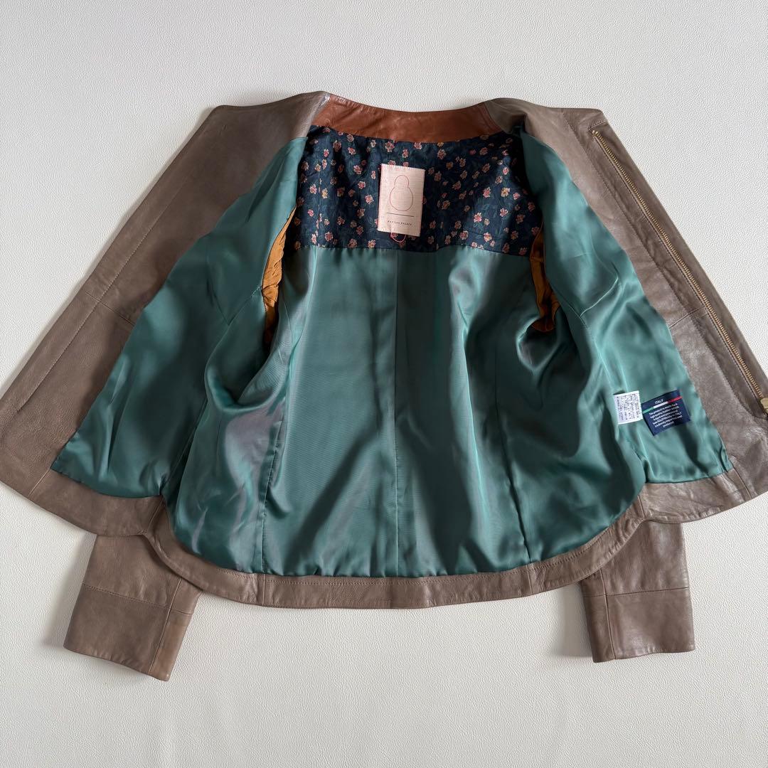 美品　パラスパレス　ラムレザー　イタリア　ノーカラー　ジャケット　3 ブルゾン