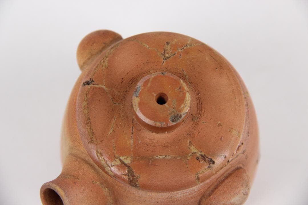 南山焼 柳仙造 朱泥焼締急須 宝瓶　手作り茶日本陶芸 煎茶道具 　EL11-18